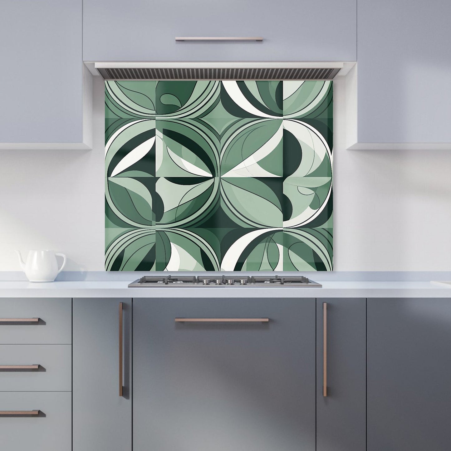 Geometric Green Black Kitchen Splashback