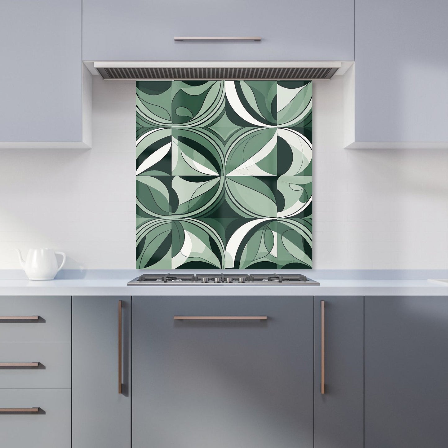 Geometric Green Black Kitchen Splashback