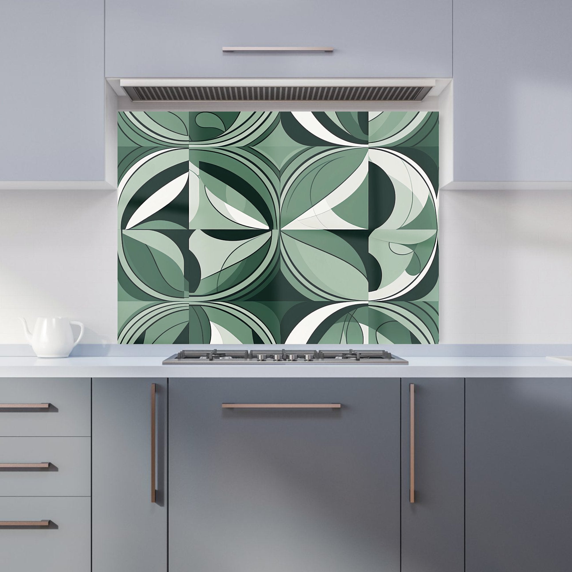 Geometric Green Black Kitchen Splashback