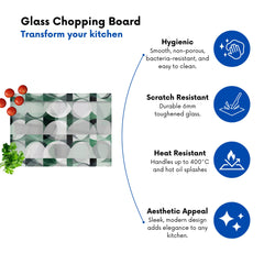 Geometric Grey Green Glass Chopping Board