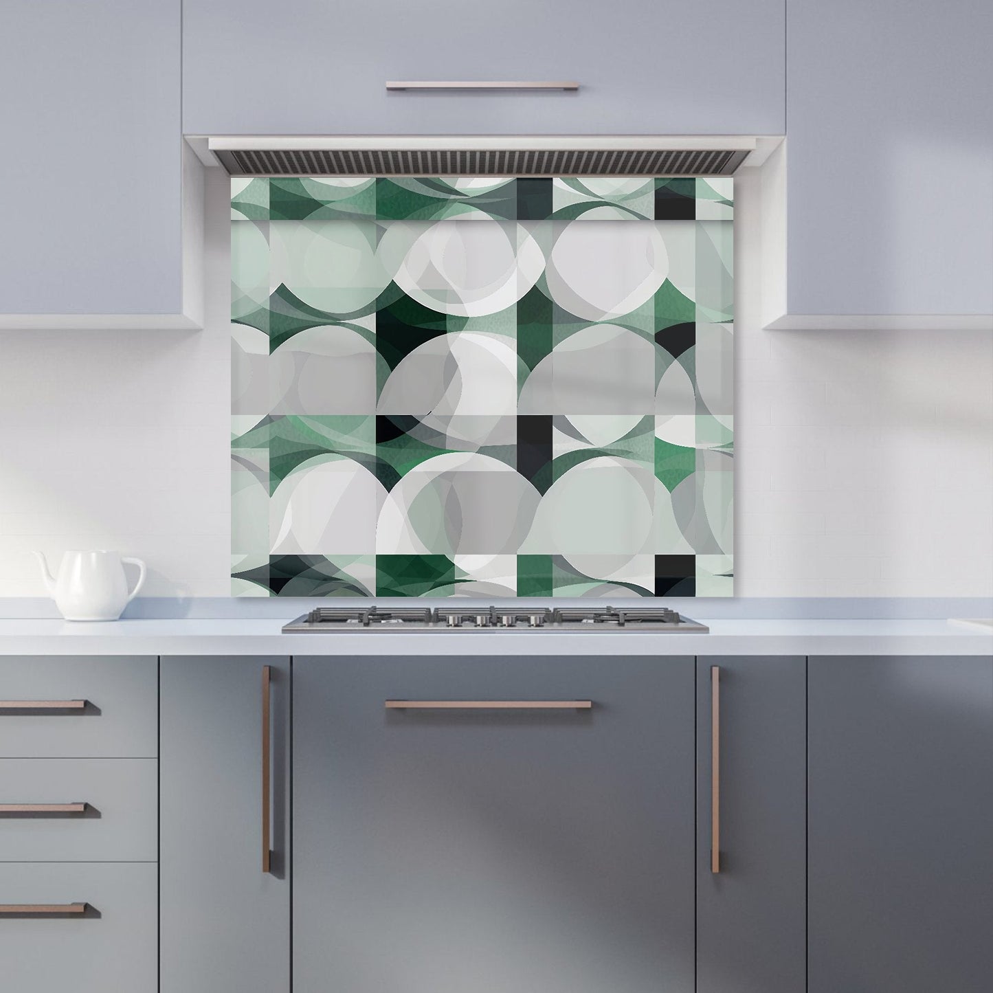 Geometric Grey Green Kitchen Splashback