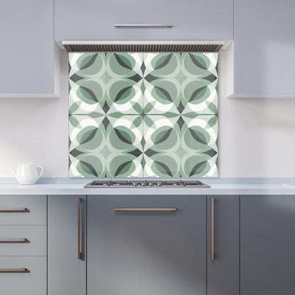 Geometric Green Grey Kitchen Splashback