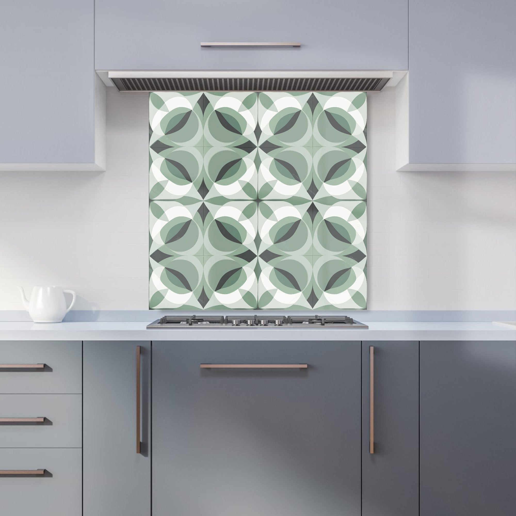 Geometric Green Grey Kitchen Splashback