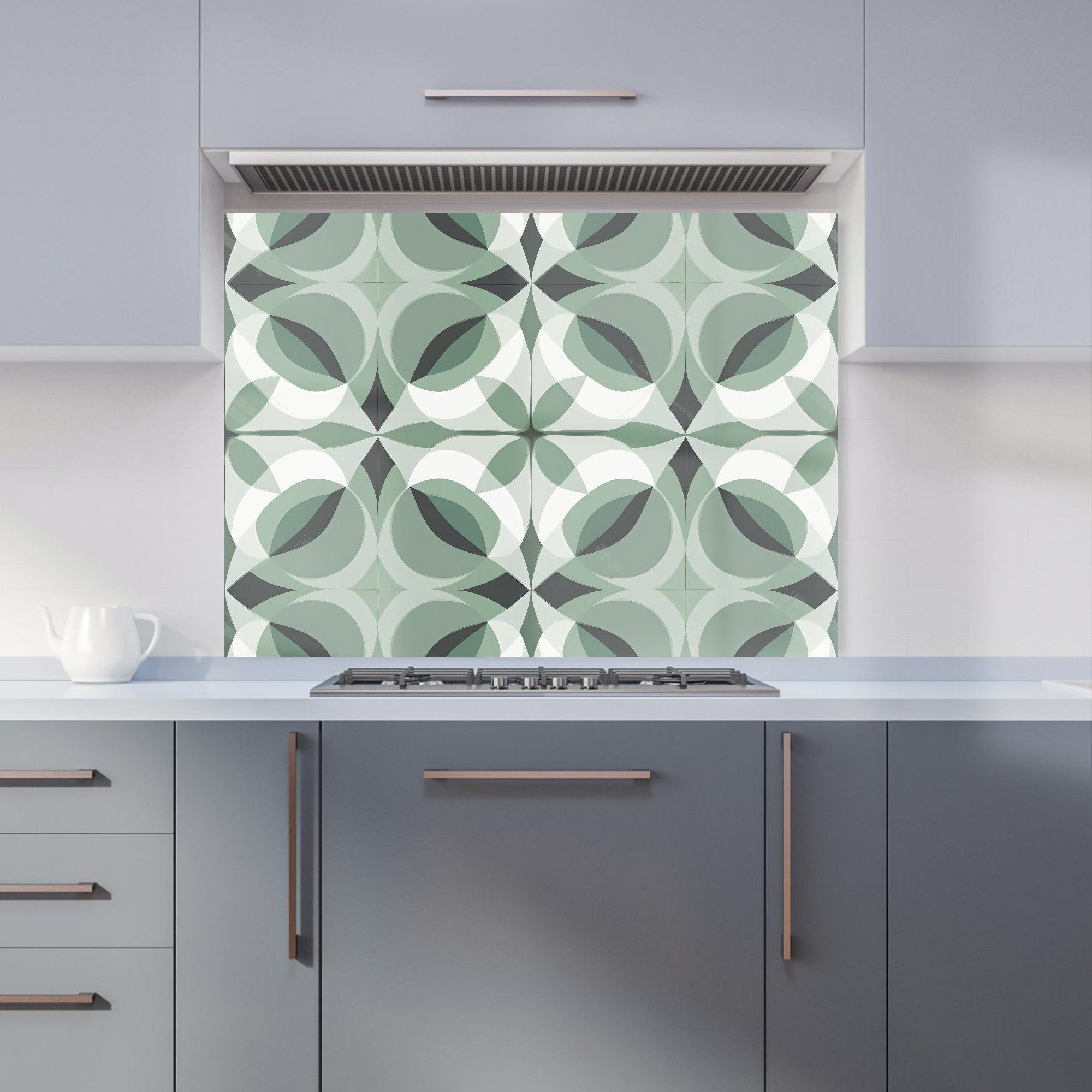 Geometric Green Grey Kitchen Splashback