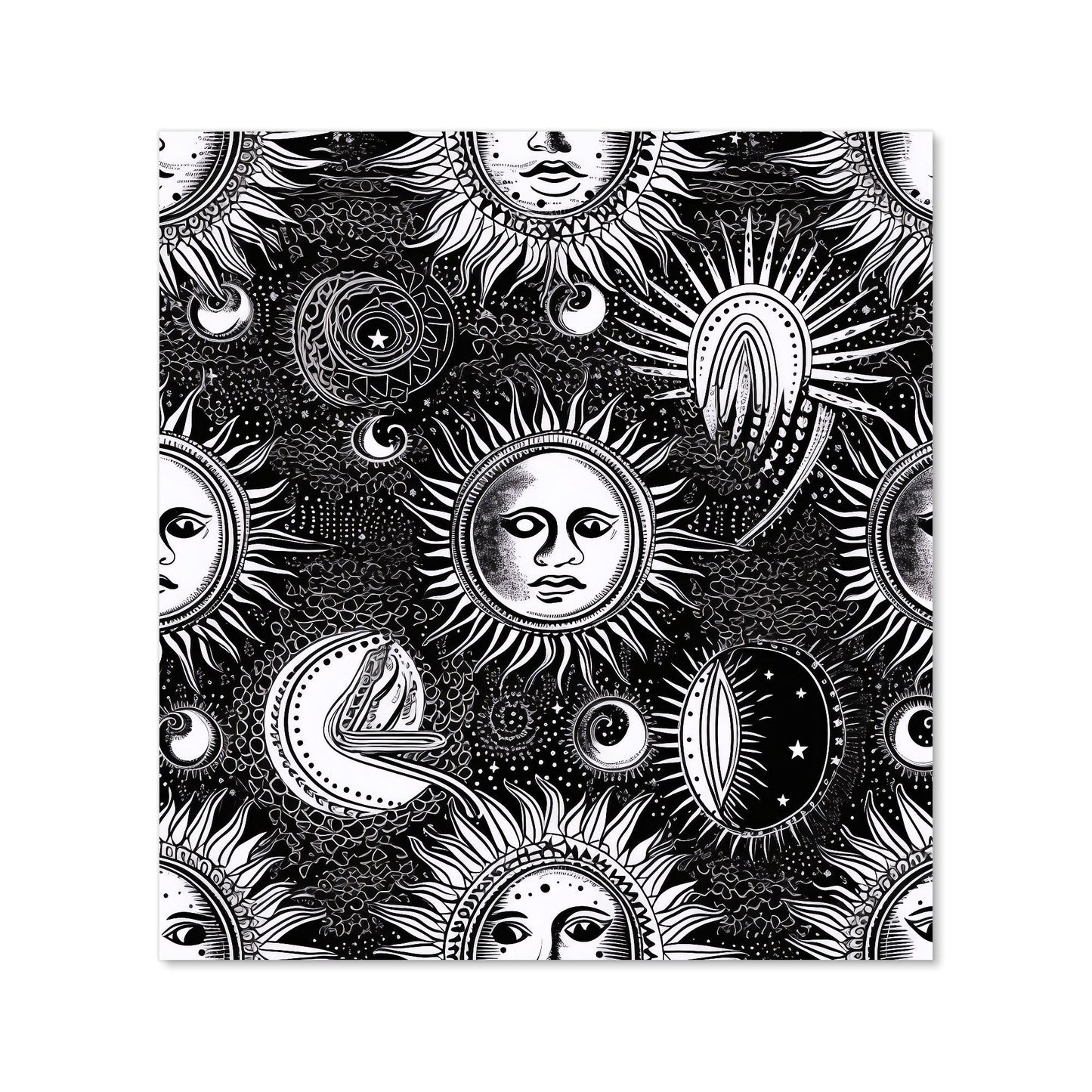 Moon and Sun Black White Kitchen Splashback