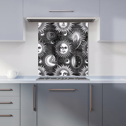 Moon and Sun Black White Kitchen Splashback