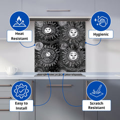 Moon and Sun White Black Kitchen Splashback