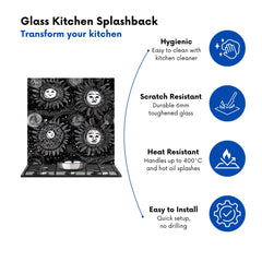 Moon and Sun White Black Kitchen Splashback