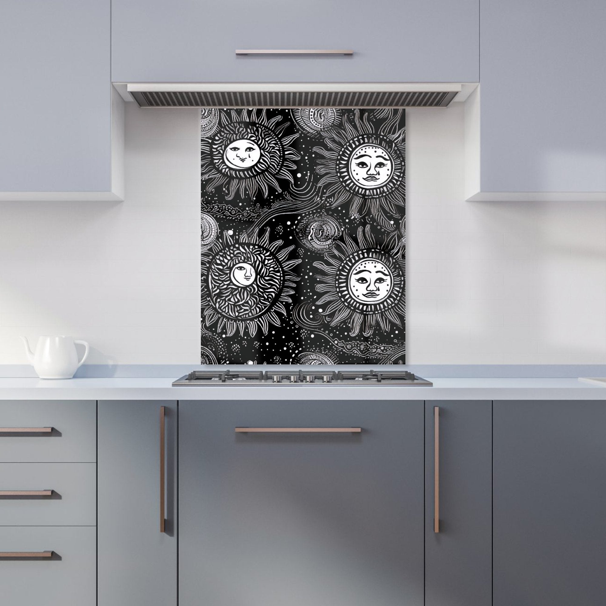 Moon and Sun White Black Kitchen Splashback