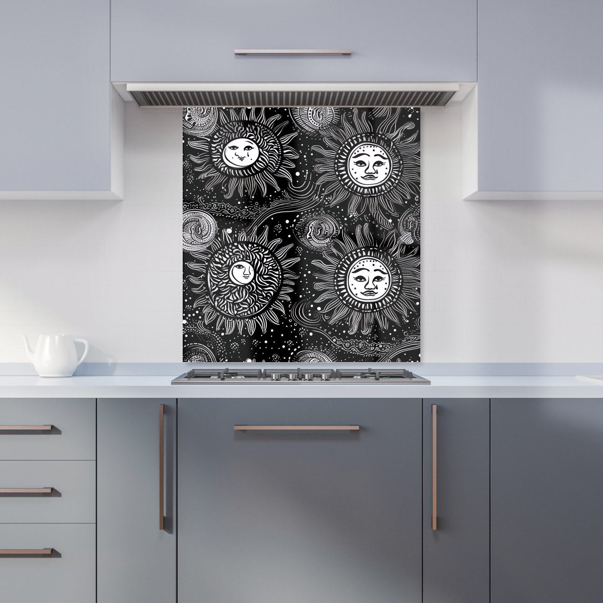 Moon and Sun White Black Kitchen Splashback