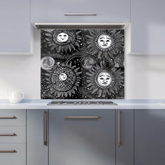 Moon and Sun White Black Kitchen Splashback