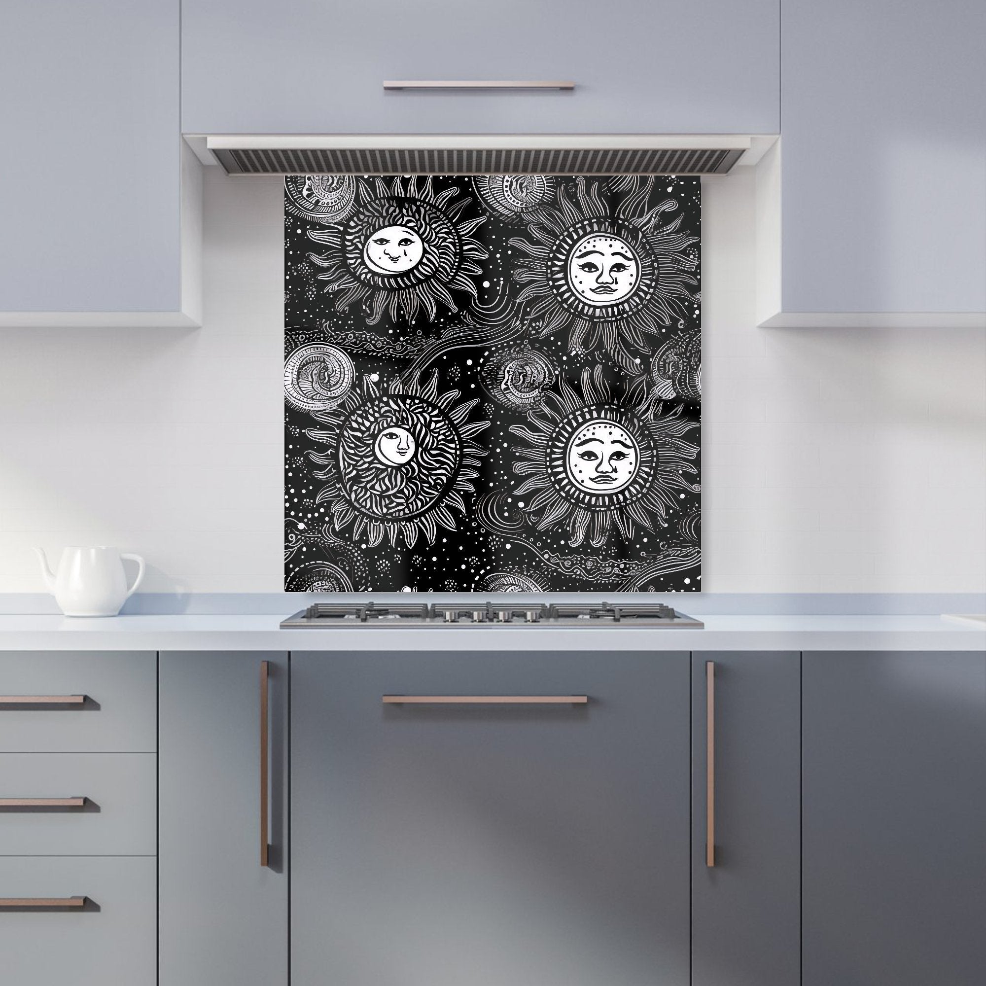 Moon and Sun White Black Kitchen Splashback