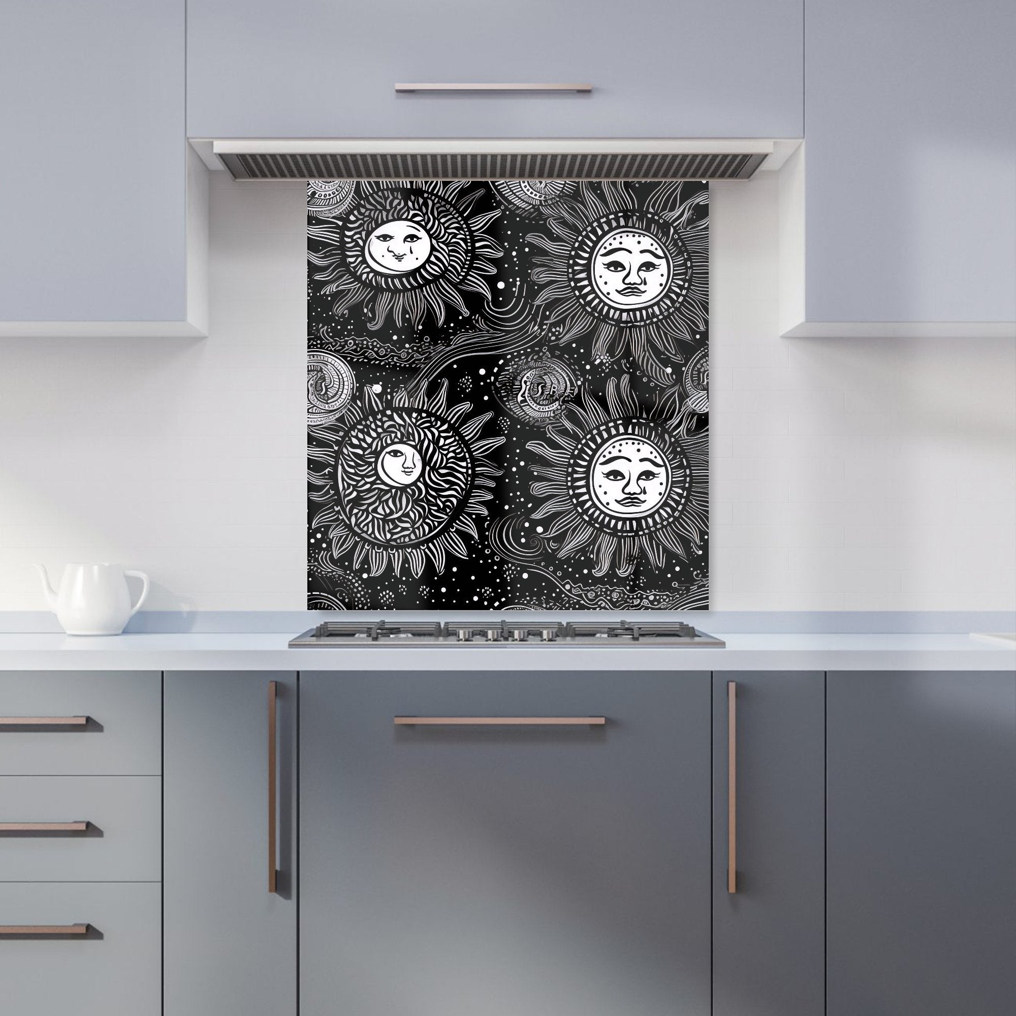 Moon and Sun White Black Kitchen Splashback
