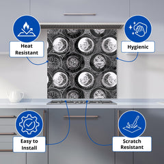 Black White Moon and Sun Kitchen Splashback