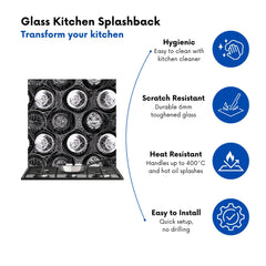 Black White Moon and Sun Kitchen Splashback
