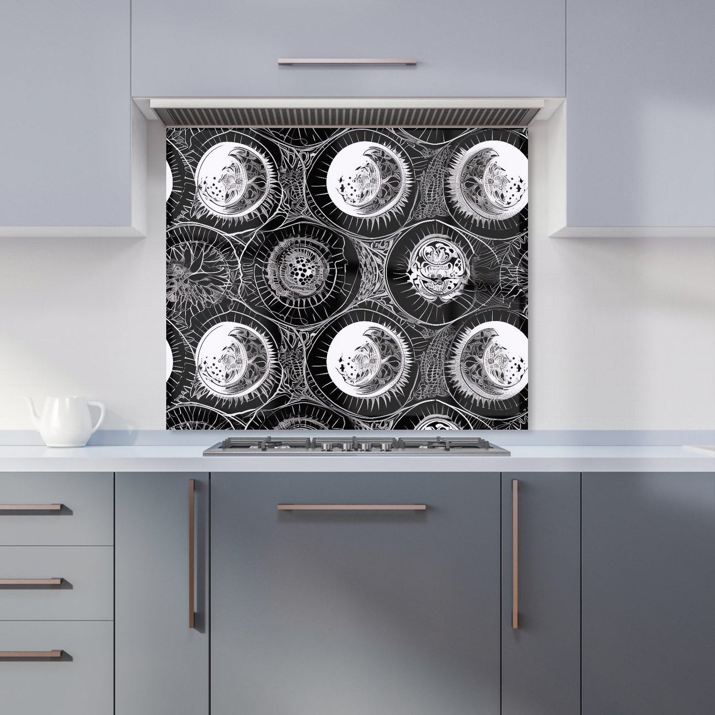 Black White Moon and Sun Kitchen Splashback