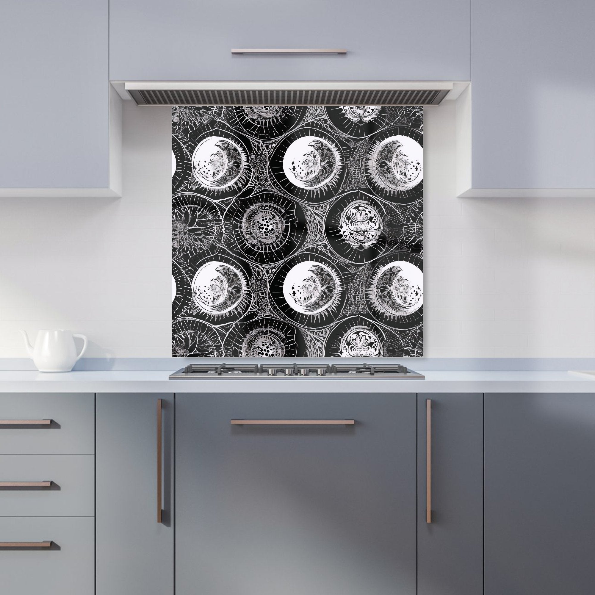 Black White Moon and Sun Kitchen Splashback