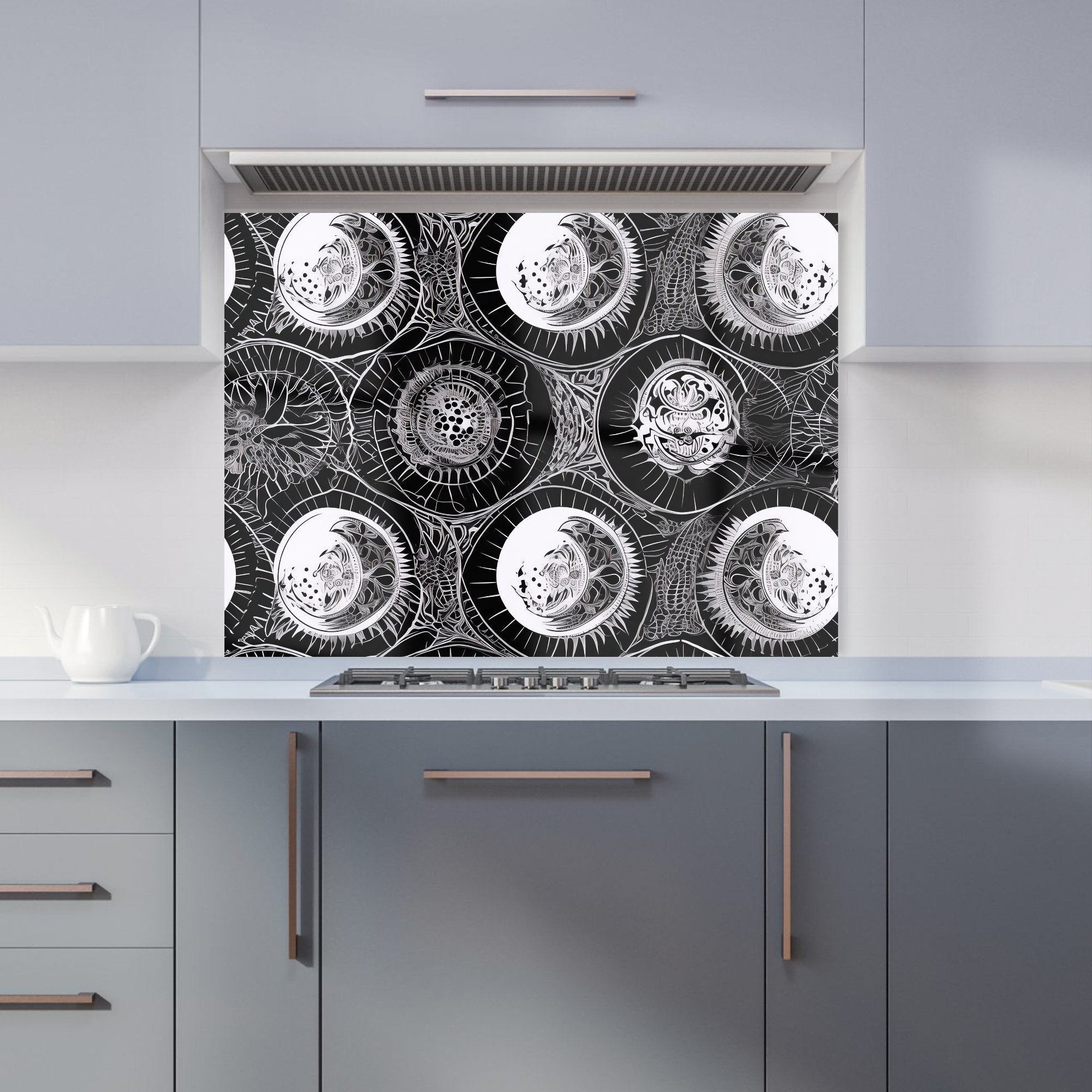 Black White Moon and Sun Kitchen Splashback