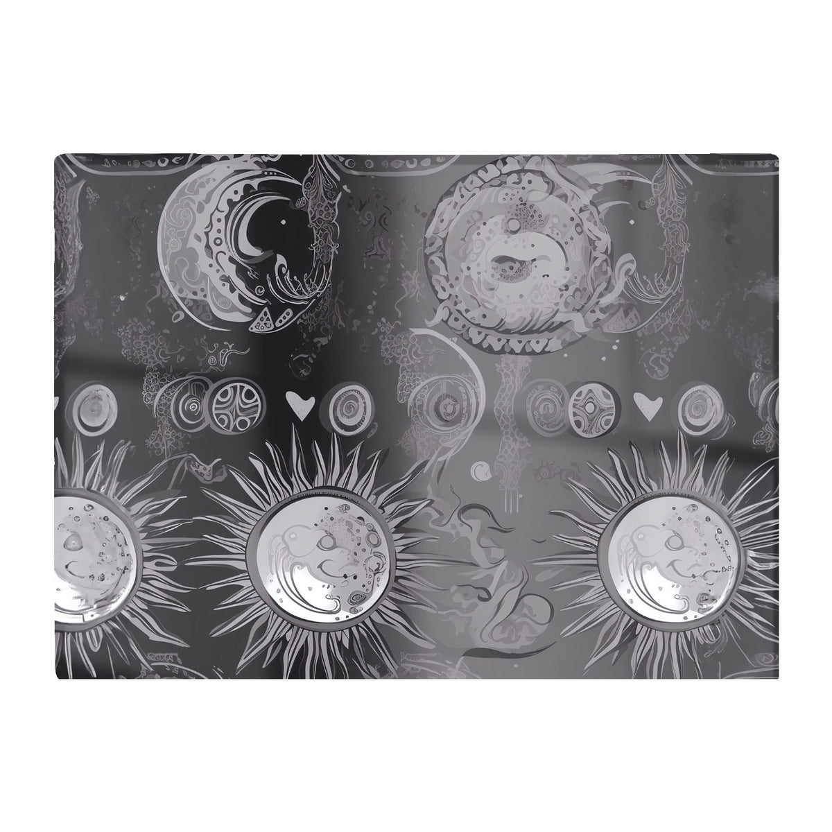 Black Grey Abstract Sun And Moon Glass Chopping Board