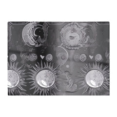 Black Grey Abstract Sun And Moon Glass Chopping Board