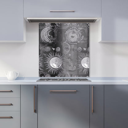 Black Grey Abstract Sun and Moon Kitchen Splashback