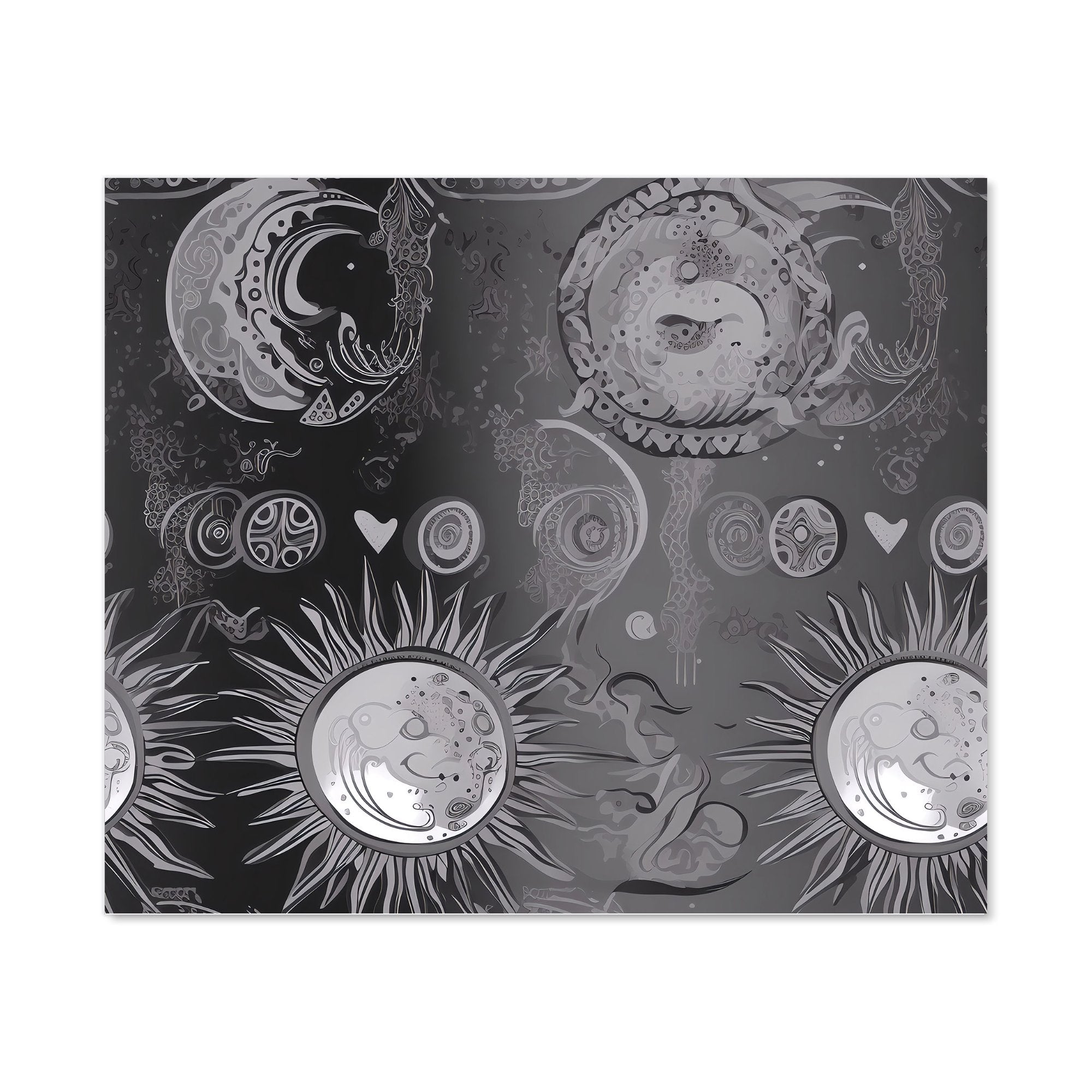 Black Grey Abstract Sun and Moon Kitchen Splashback