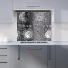 Black Grey Abstract Sun and Moon Kitchen Splashback
