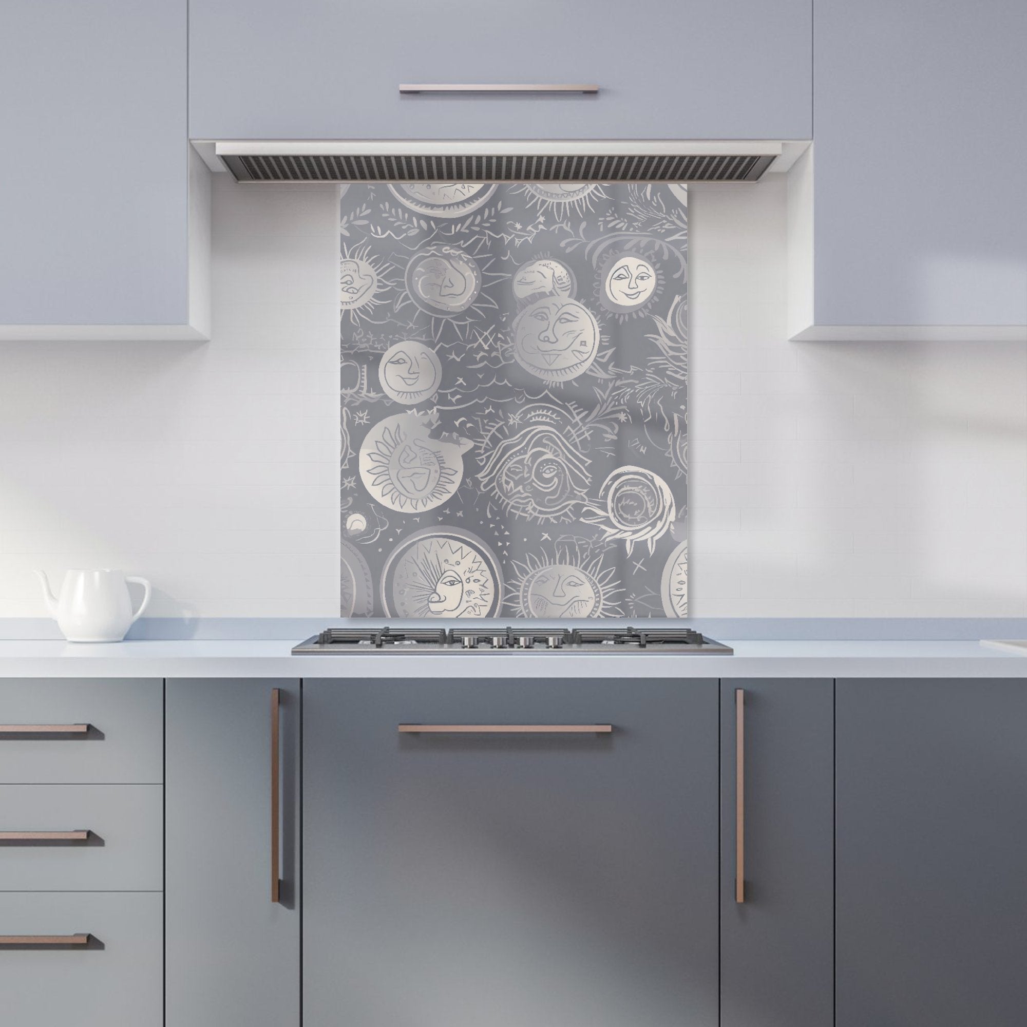 Sun and Moon in Grey Kitchen Splashback
