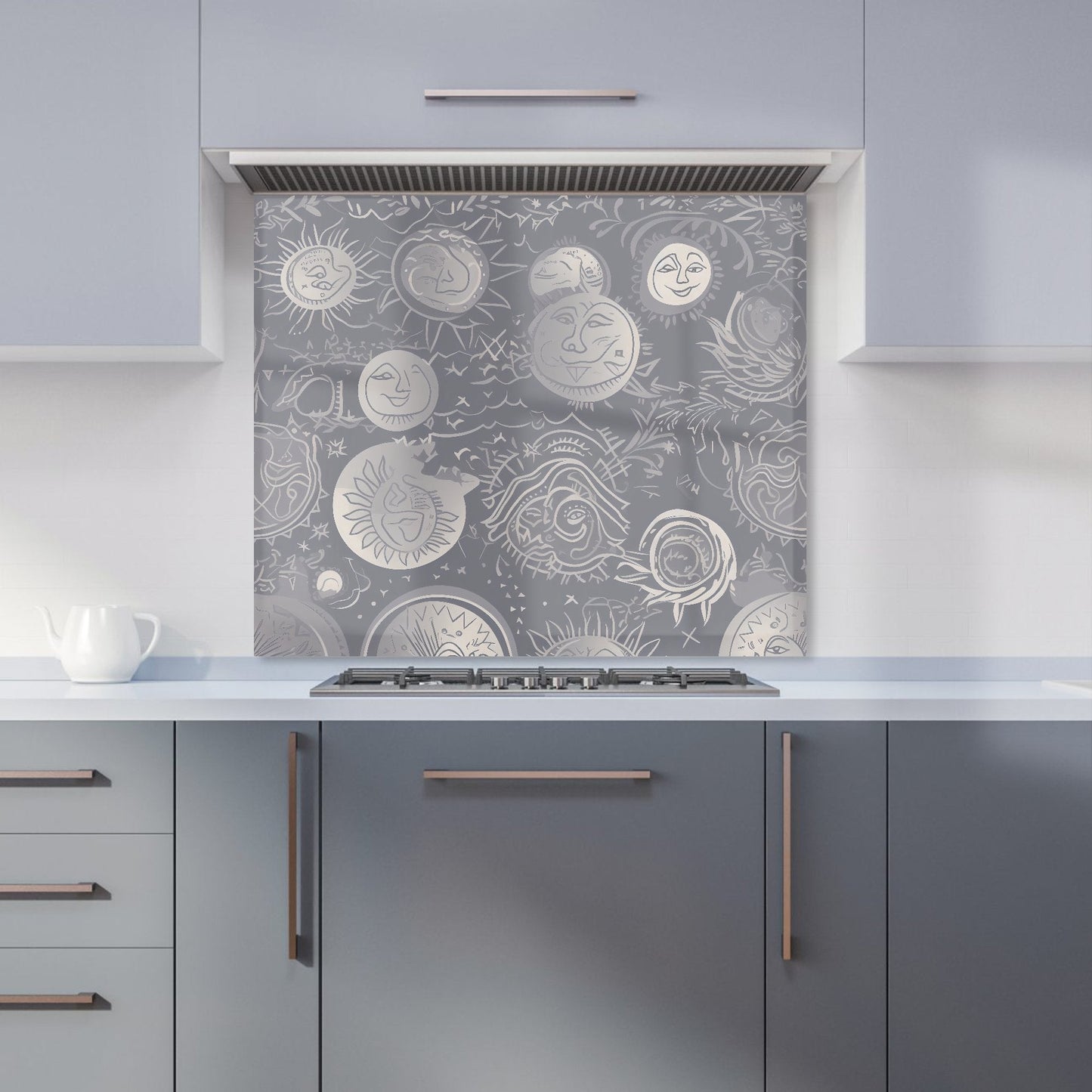 Sun and Moon in Grey Kitchen Splashback