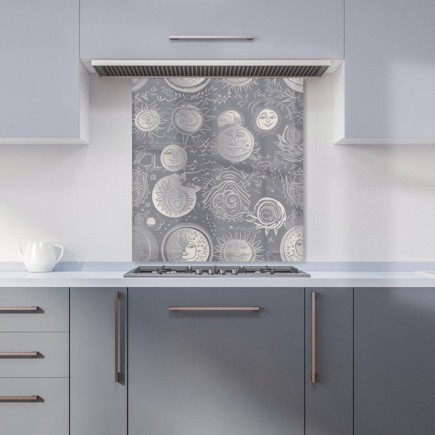 Sun and Moon in Grey Kitchen Splashback