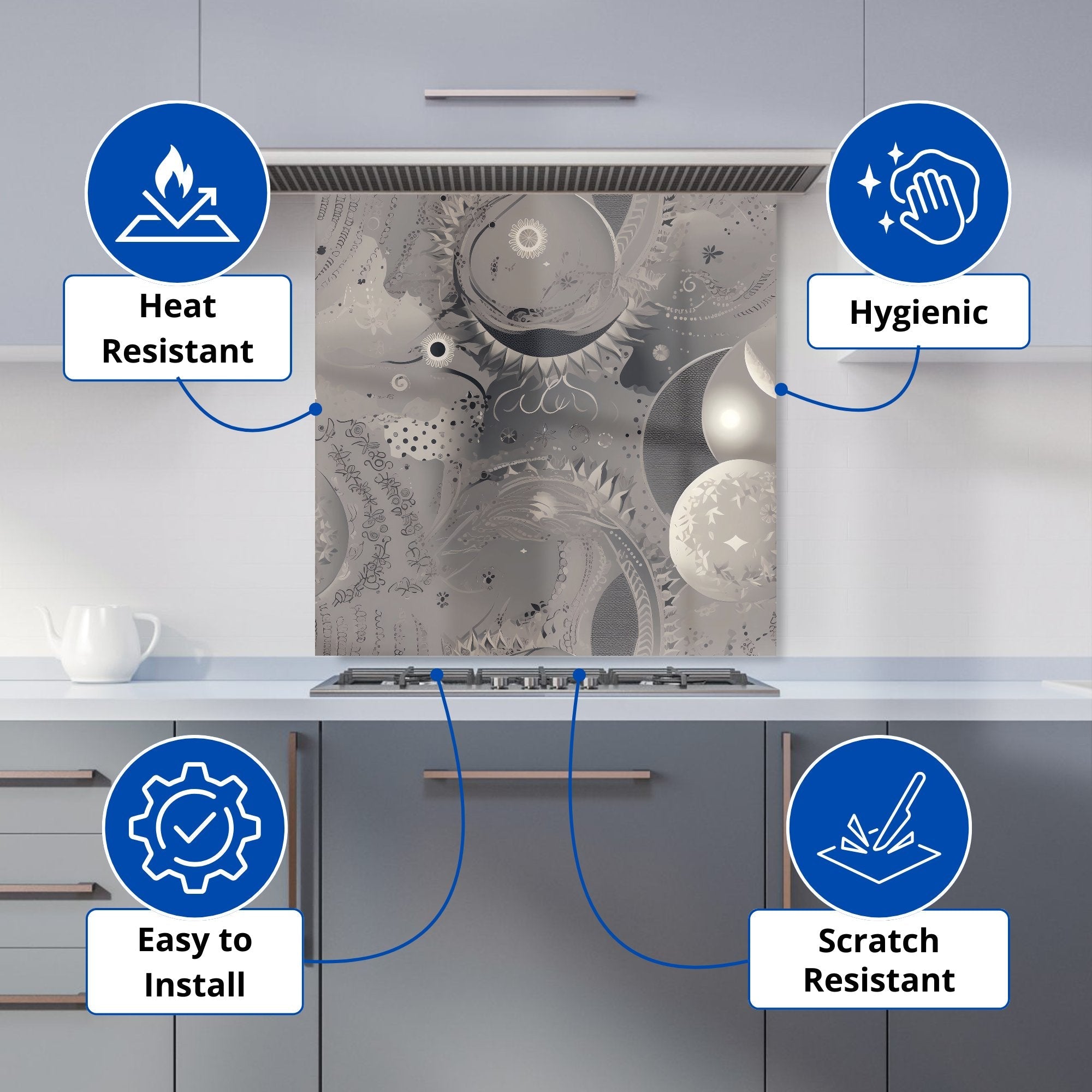 Abstract Moon Shapes Kitchen Splashback