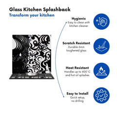 Black Grey Abstract Kitchen Splashback