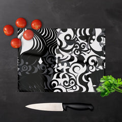 Black Grey Abstract Glass Chopping Board