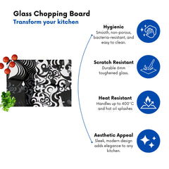 Black Grey Abstract Glass Chopping Board