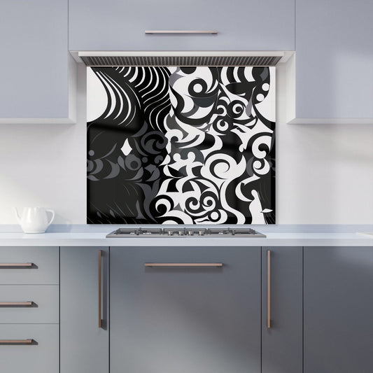 Black Grey Abstract Kitchen Splashback