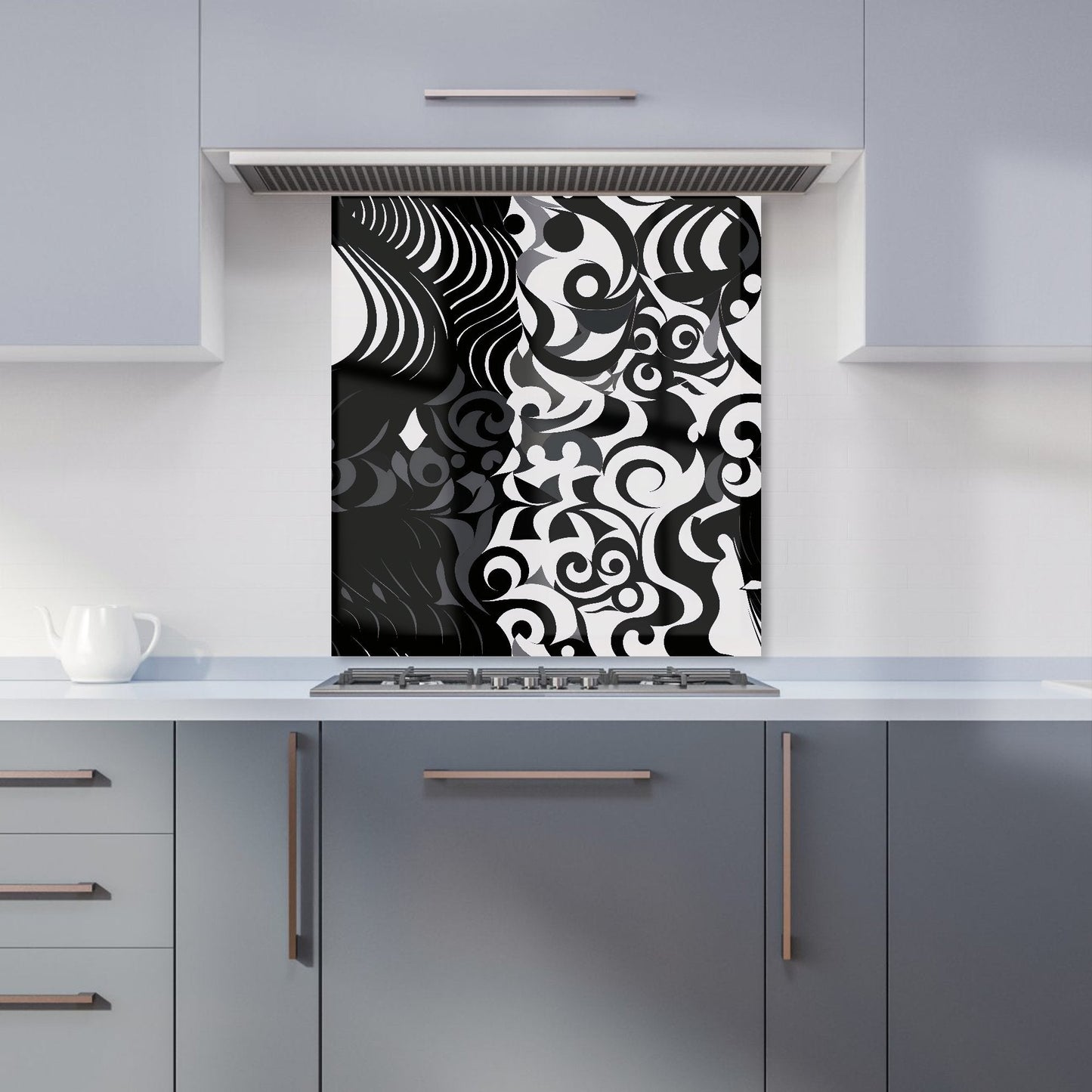 Black Grey Abstract Kitchen Splashback