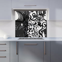 Black Grey Abstract Kitchen Splashback