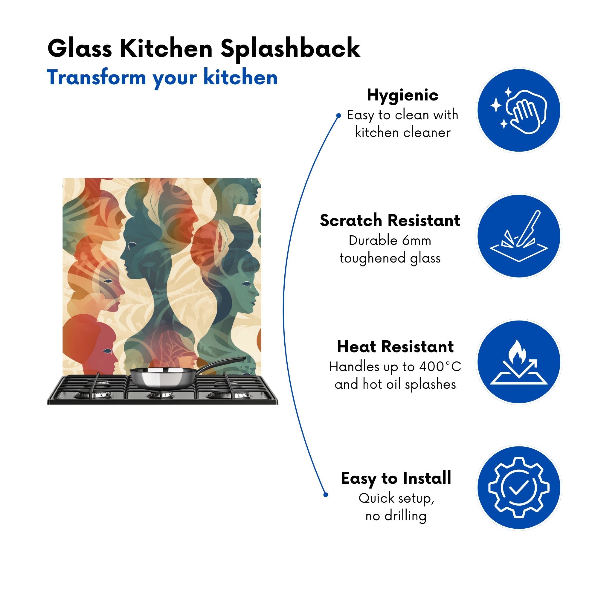 Coloured Silhouette Kitchen Splashback