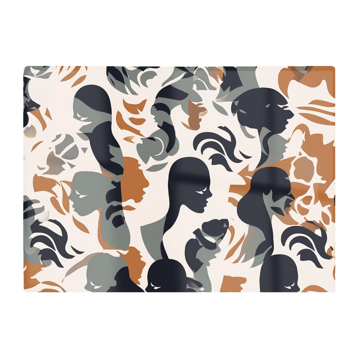 Abstract Grey Brown Silhouette Glass Chopping Board