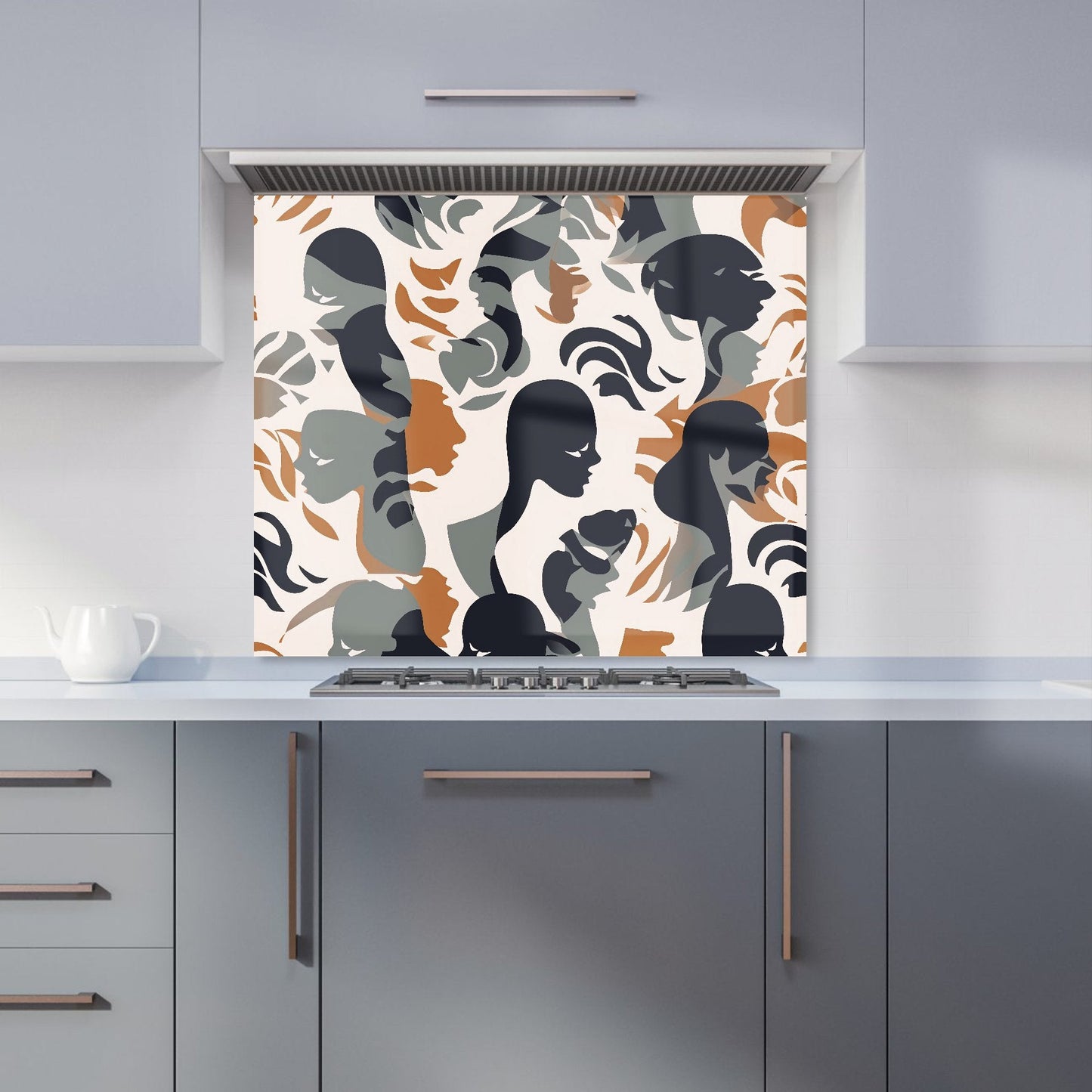 Abstract Grey Brown Silhouette Kitchen Splashback