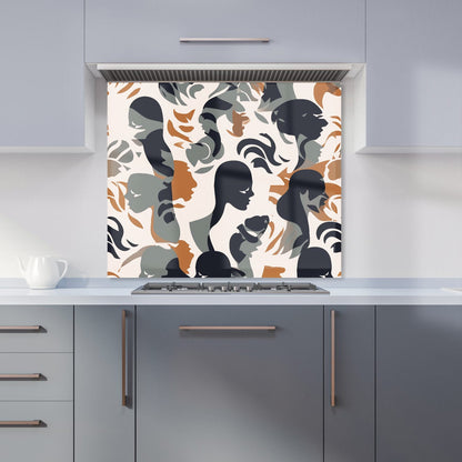 Abstract Grey Brown Silhouette Kitchen Splashback