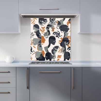 Abstract Grey Brown Silhouette Kitchen Splashback