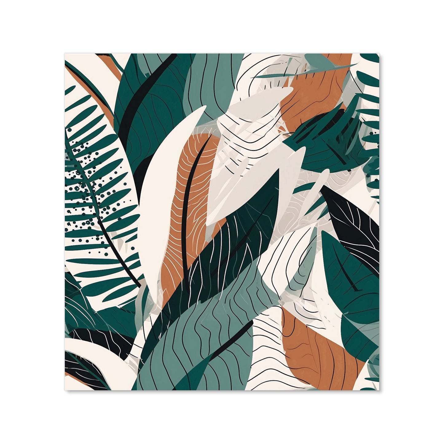 Autumn Tropical Leaves Green Brown Kitchen Splashback