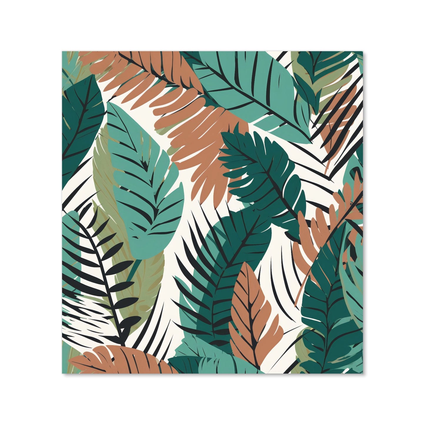 Tropical Floral Leaves Green Brown Kitchen Splashback