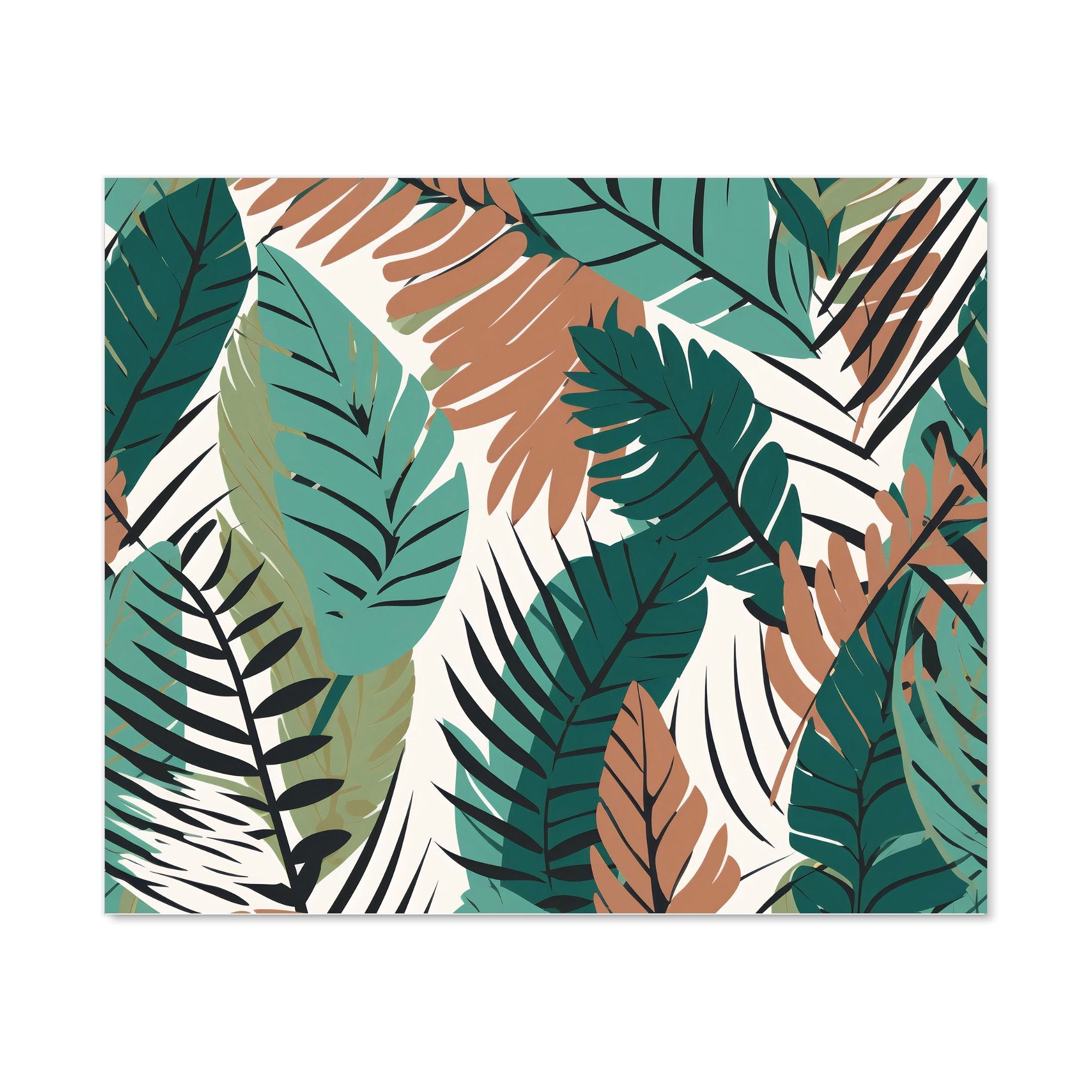 Tropical Floral Leaves Green Brown Kitchen Splashback