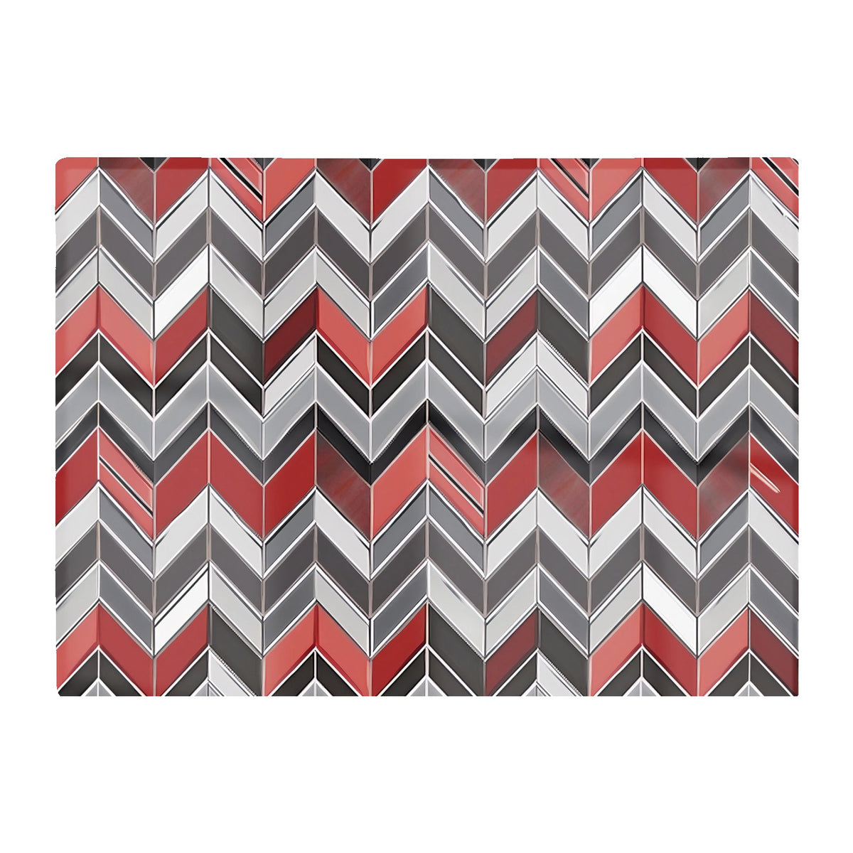 Red Grey Geometric Pattern Glass Chopping Board
