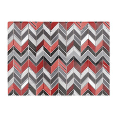 Red Grey Geometric Pattern Glass Chopping Board