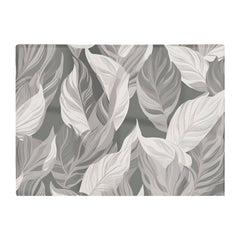 Grey Floral Leaves Glass Chopping Board