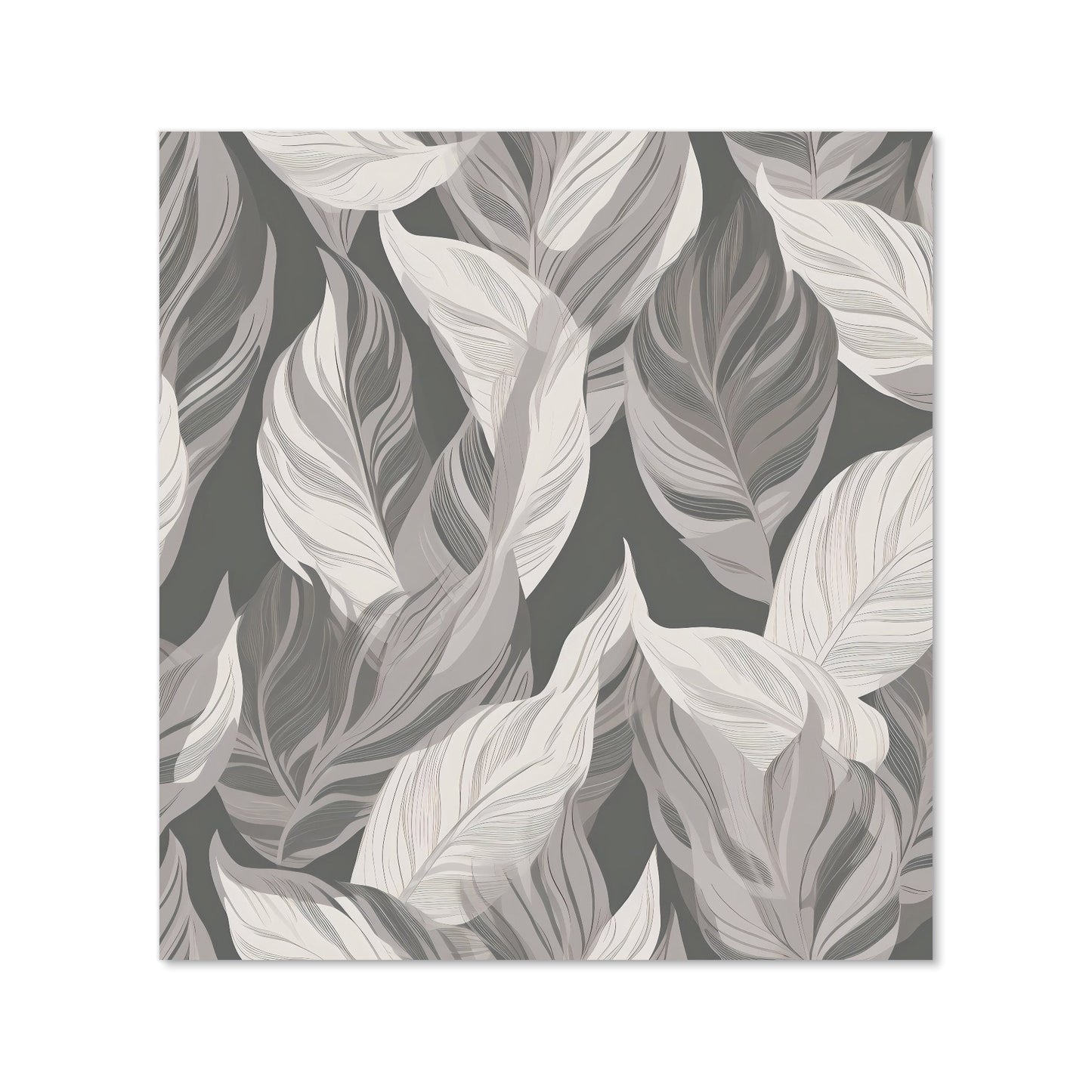 Grey Floral Leaves Kitchen Splashback