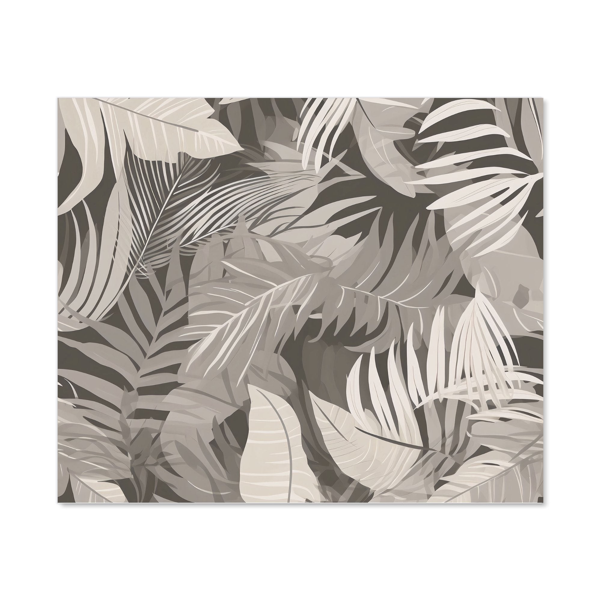 Grey Brown Tropical Leaves Kitchen Splashback